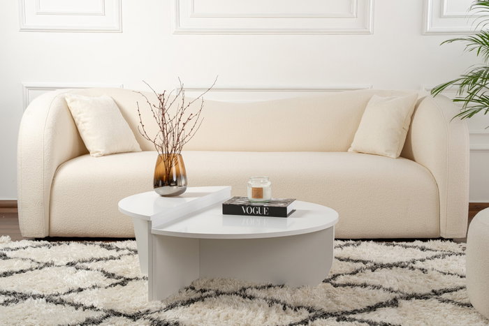 Nordure Mesa de Centro Orion - Blanca, Mesa Grande 90x30x60 cm, Mesa Pequeña 85x35x30 cm
